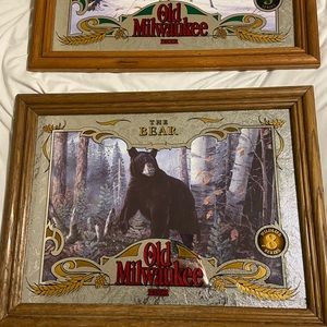 Vintage Old Milwaukee black bear beer mirror